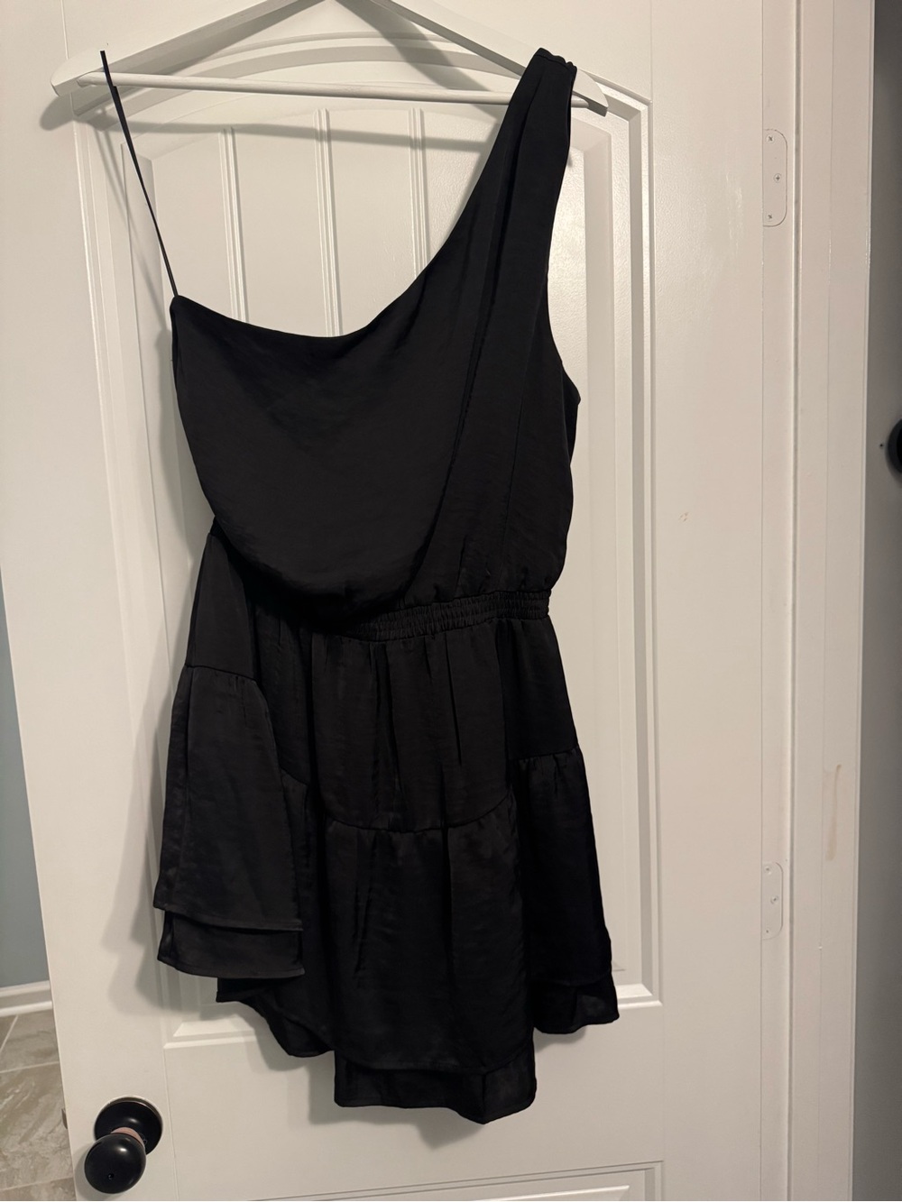 Steve Madden Black Satin one shoulder dress